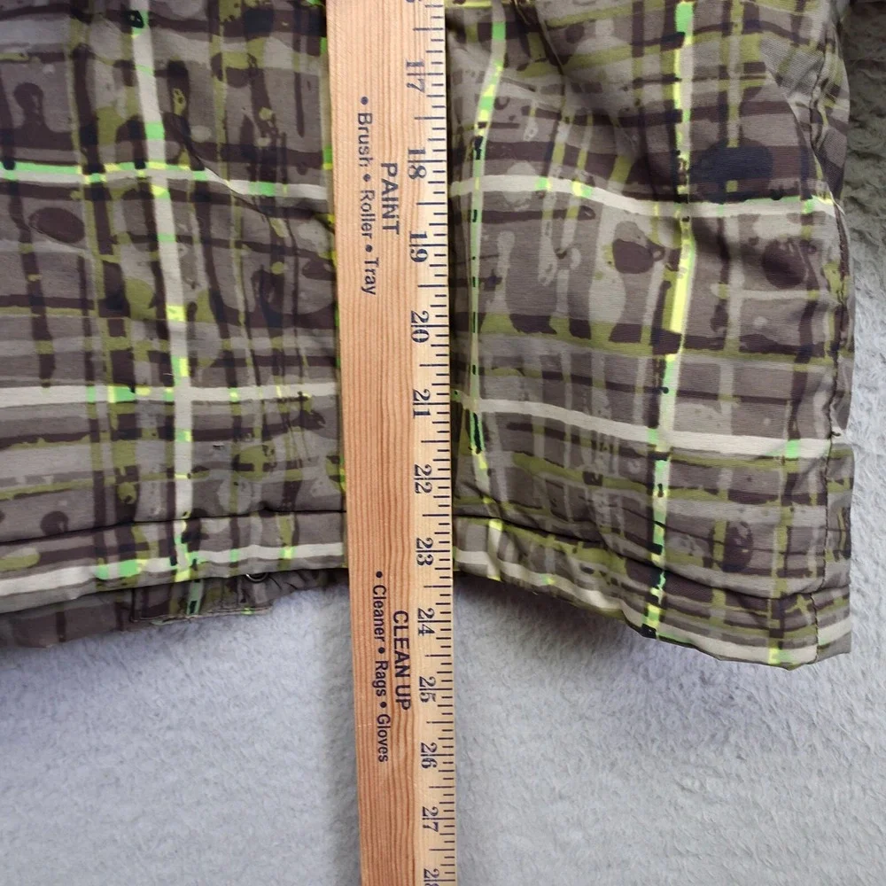Columbia Jacket Youth 8 Brown Green Plaid Fleece Lined Insulate Outdoor Gorpcore